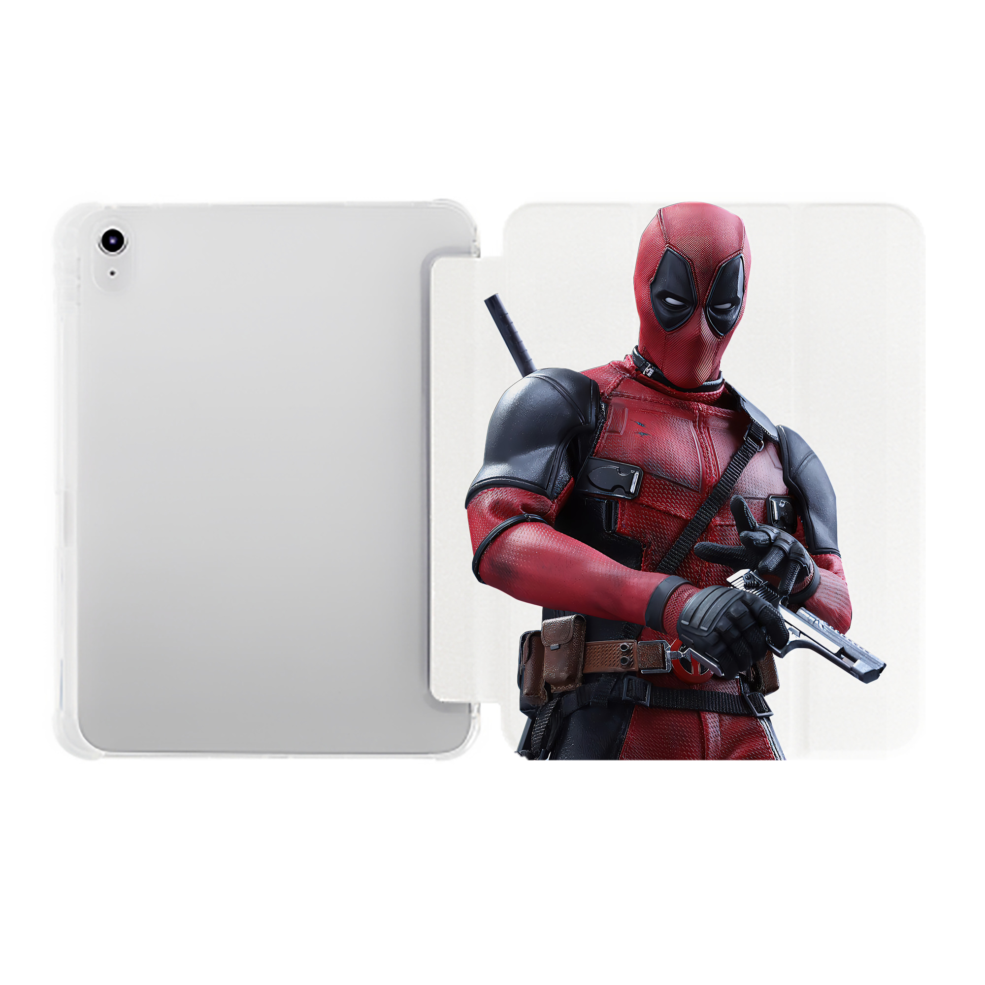 （画像用） Deadpool デッドプール IPad ケース ペン収納付き 三つ折りスタンド PUレザー×シリコン 対応機種9.5/10.5/10.9インチ
